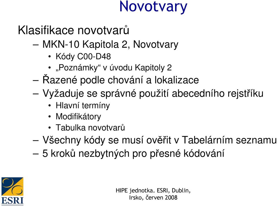 správné použití abecedního rejstříku Hlavní termíny Modifikátory Tabulka