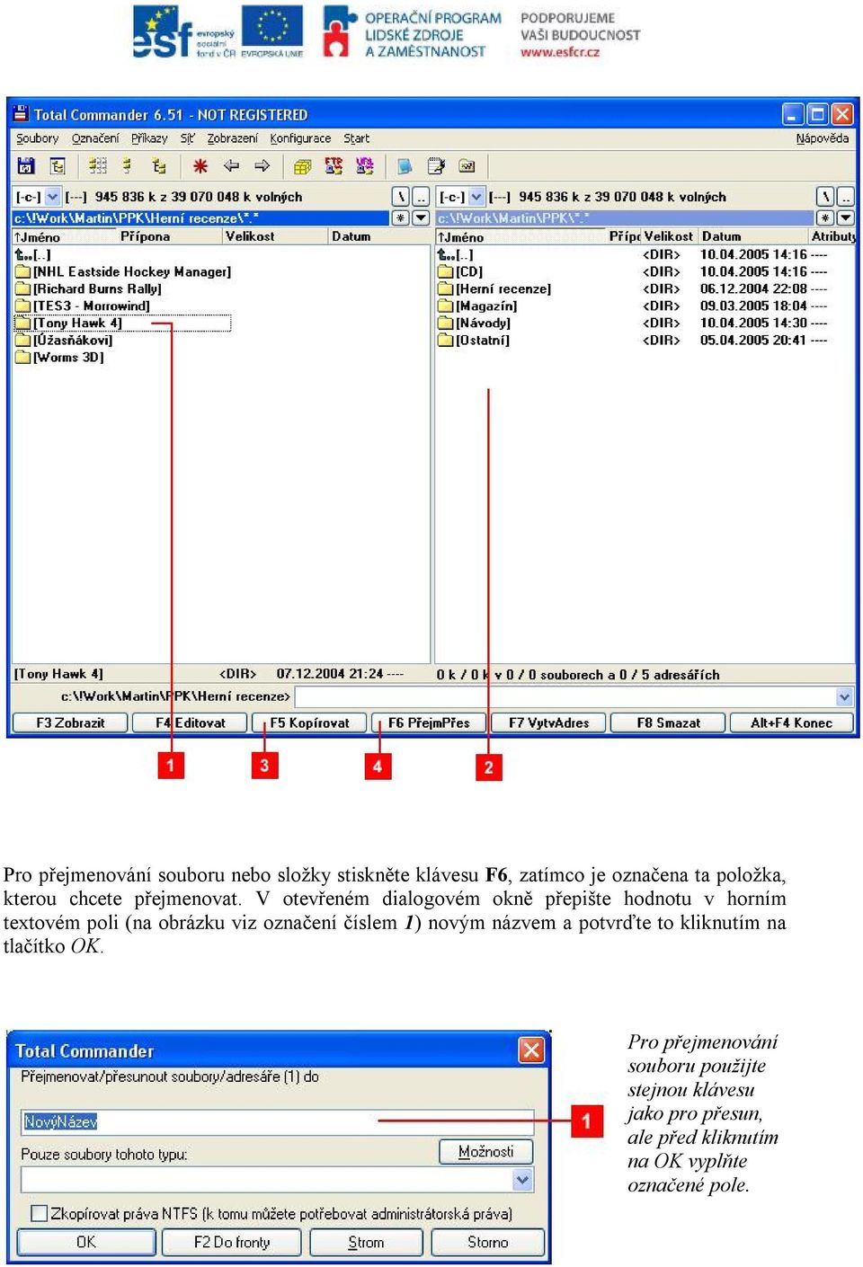 V otevřeném dialogovém okně přepište hodnotu v horním textovém poli (na obrázku viz označení