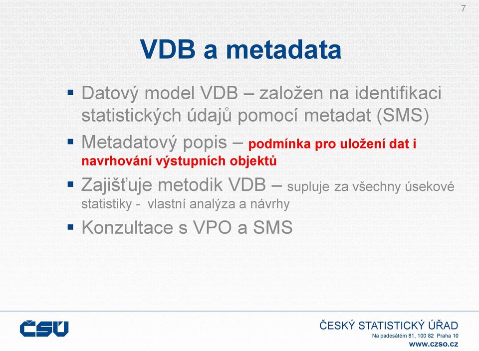 uložení dat i navrhování výstupních objektů Zajišťuje metodik VDB