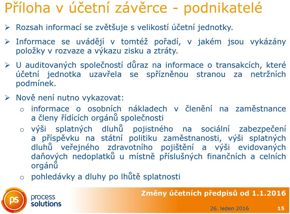 U auditovaných společností důraz na informace o transakcích, které účetní jednotka uzavřela se spřízněnou stranou za netržních podmínek.