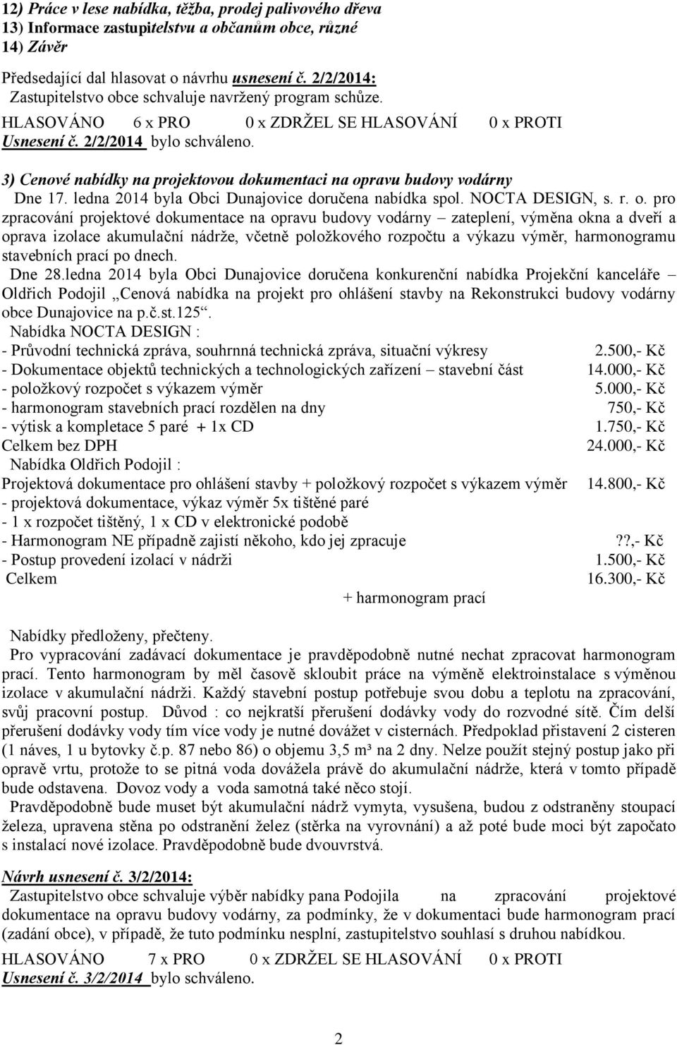 3) Cenové nabídky na projektovou dokumentaci na op