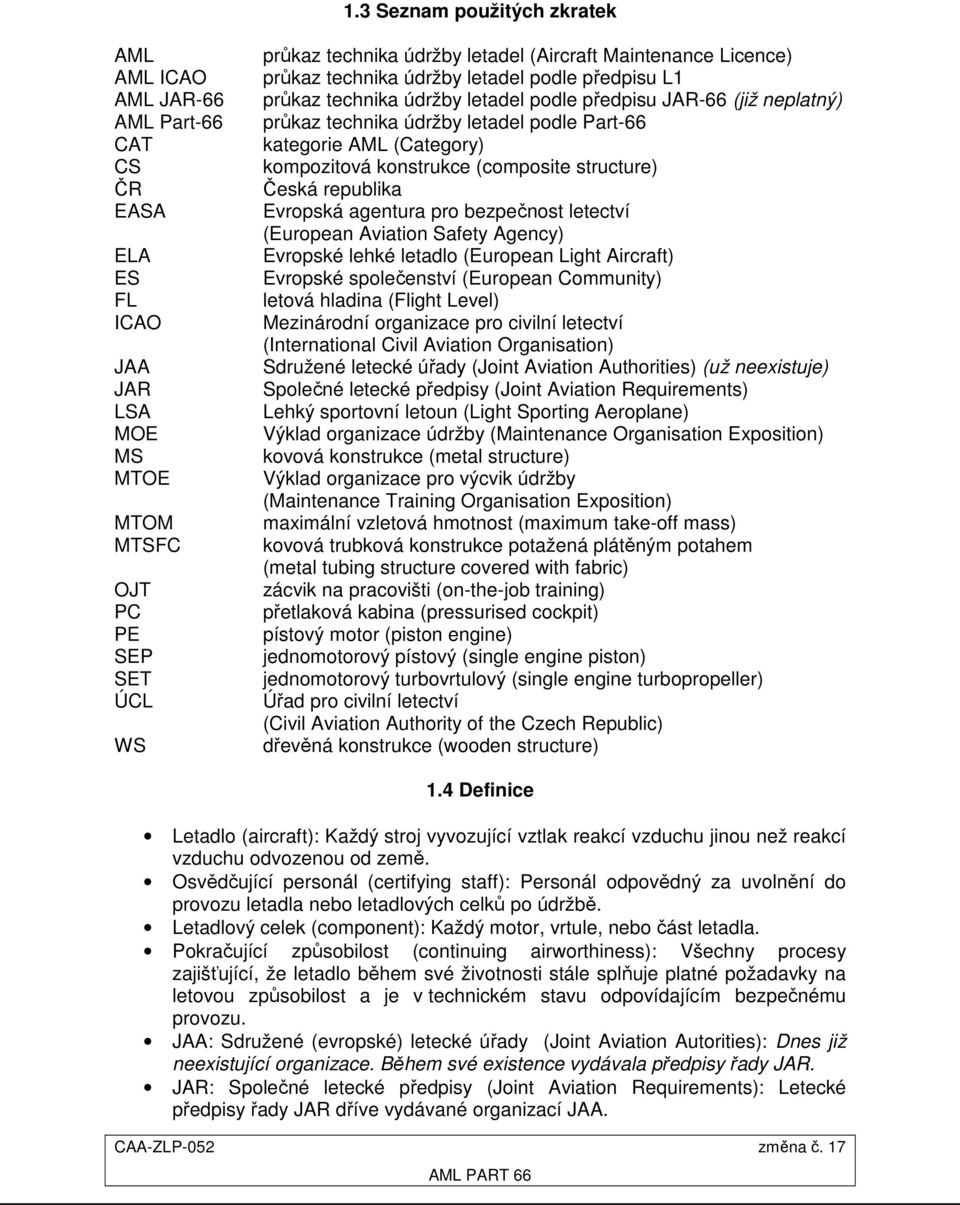 (Category) kompozitová konstrukce (composite structure) Česká republika Evropská agentura pro bezpečnost letectví (European Aviation Safety Agency) Evropské lehké letadlo (European Light Aircraft)