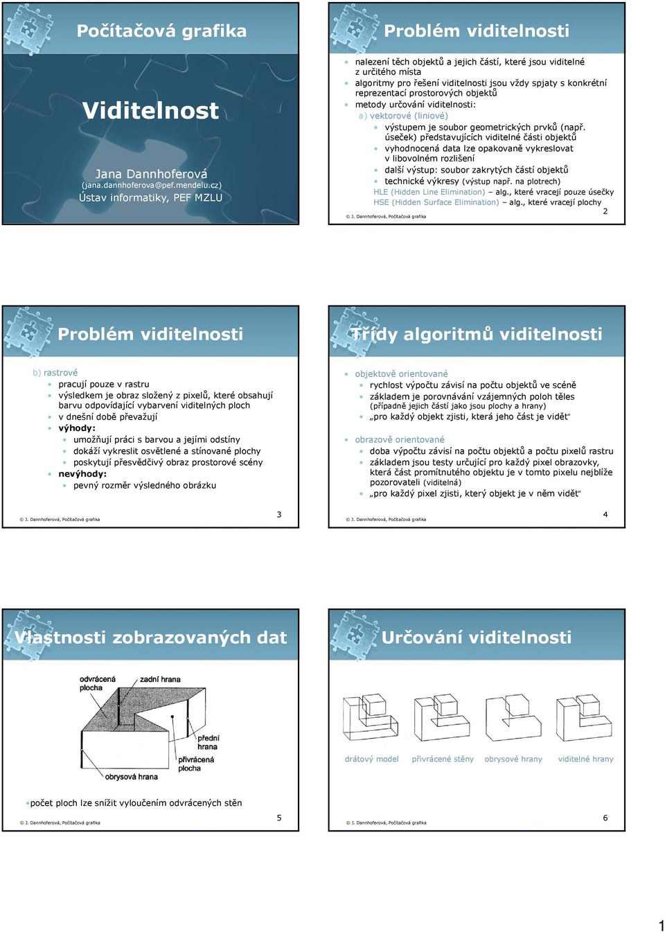 prostorových objektů metod určování viditelnosti: a) vektorové (liniové) výstupem je soubor geometrických prvků (např.