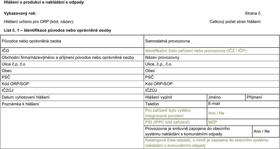 Obec PSČ Kód ORP/SOP IČZÚJ Identifikační čísl zařízení neb prvzvny (IČZ / IČP) Název prvzvny Ulice, č.