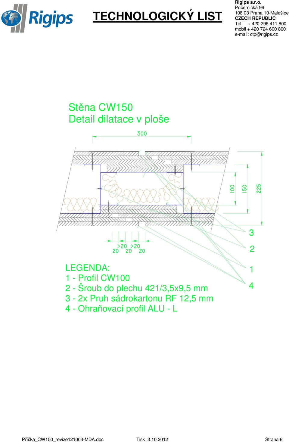 3-2x Pruh sádrokartonu RF 12,5 mm 4 - Ohraňovací profil ALU - L