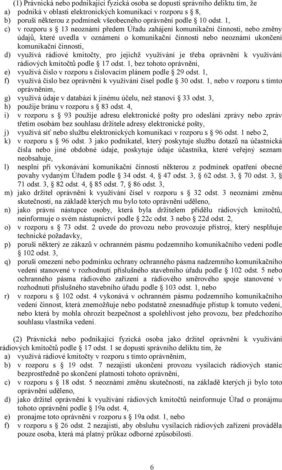 1, c) v rozporu s 13 neoznámí předem Úřadu zahájení komunikační činnosti, nebo změny údajů, které uvedla v oznámení o komunikační činnosti nebo neoznámí ukončení komunikační činnosti, d) využívá