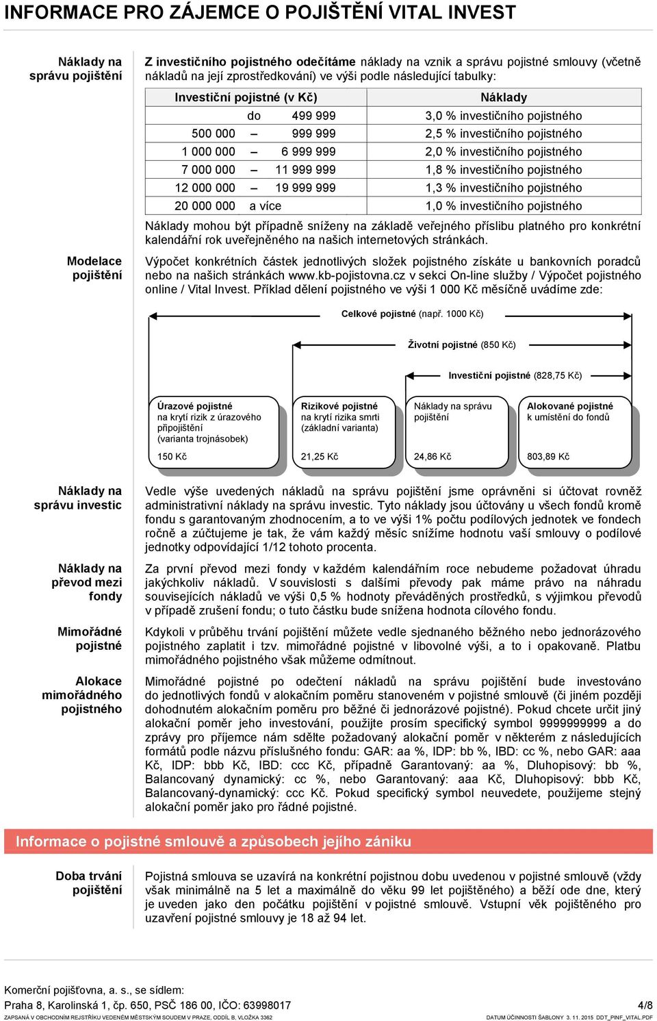 investičního pojistného 7 000 000 11 999 999 1,8 % investičního pojistného 12 000 000 19 999 999 1,3 % investičního pojistného 20 000 000 a více 1,0 % investičního pojistného Náklady mohou být