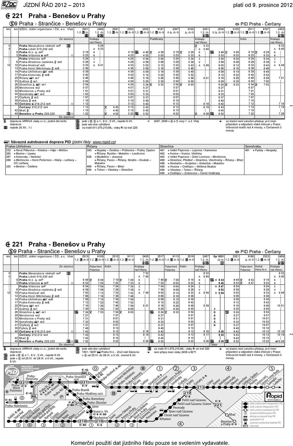 Vlak 2501 2489 2581 2503 2505 9101 2507 9103 2451 2509 PID Praha - Čerčany 9105 2511 9107 Poděbrady Kolín 0 Praha Masarykovo nádražíp 0 26 5 33 6 33 5 Praha-Libeň 010,2300 A 0 33 A 5 40 A 6 40 0