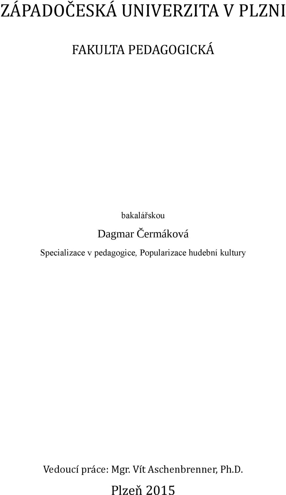 Specializace v pedagogice, Popularizace hudební
