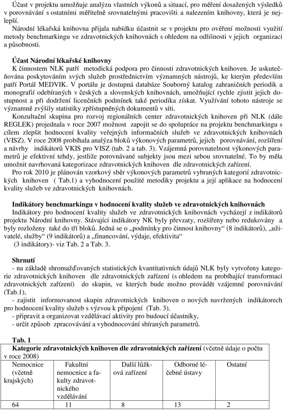 působnosti. Účast Národní lékařské knihovny K činnostem NLK patří metodická podpora pro činnosti zdravotnických knihoven.