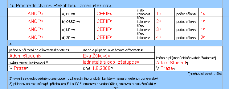 Přílohy a podpisy Použití příloh znamená zjednodušení vyplňování, ale není povinné.