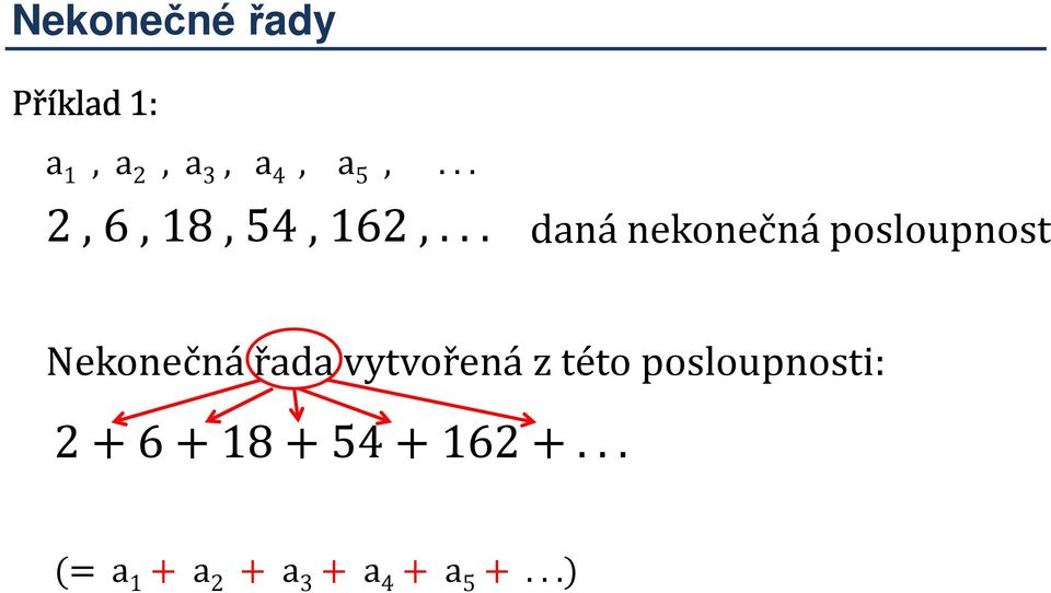 .. daná nekonečná posloupnost Nekonečná řada