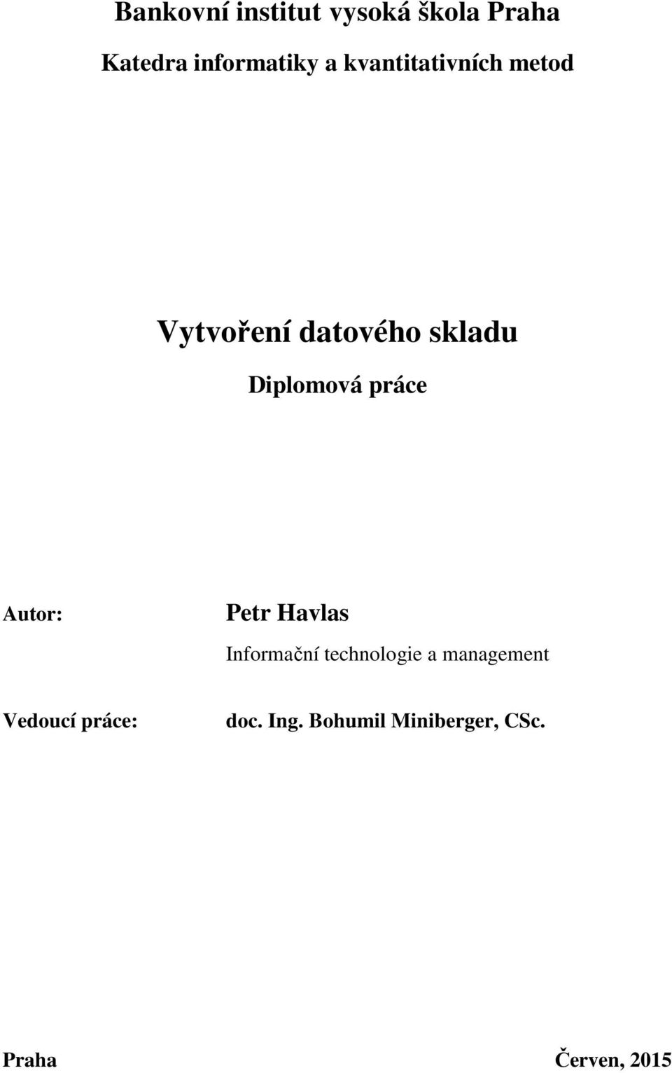 práce Autor: Petr Havlas Informační technologie a management