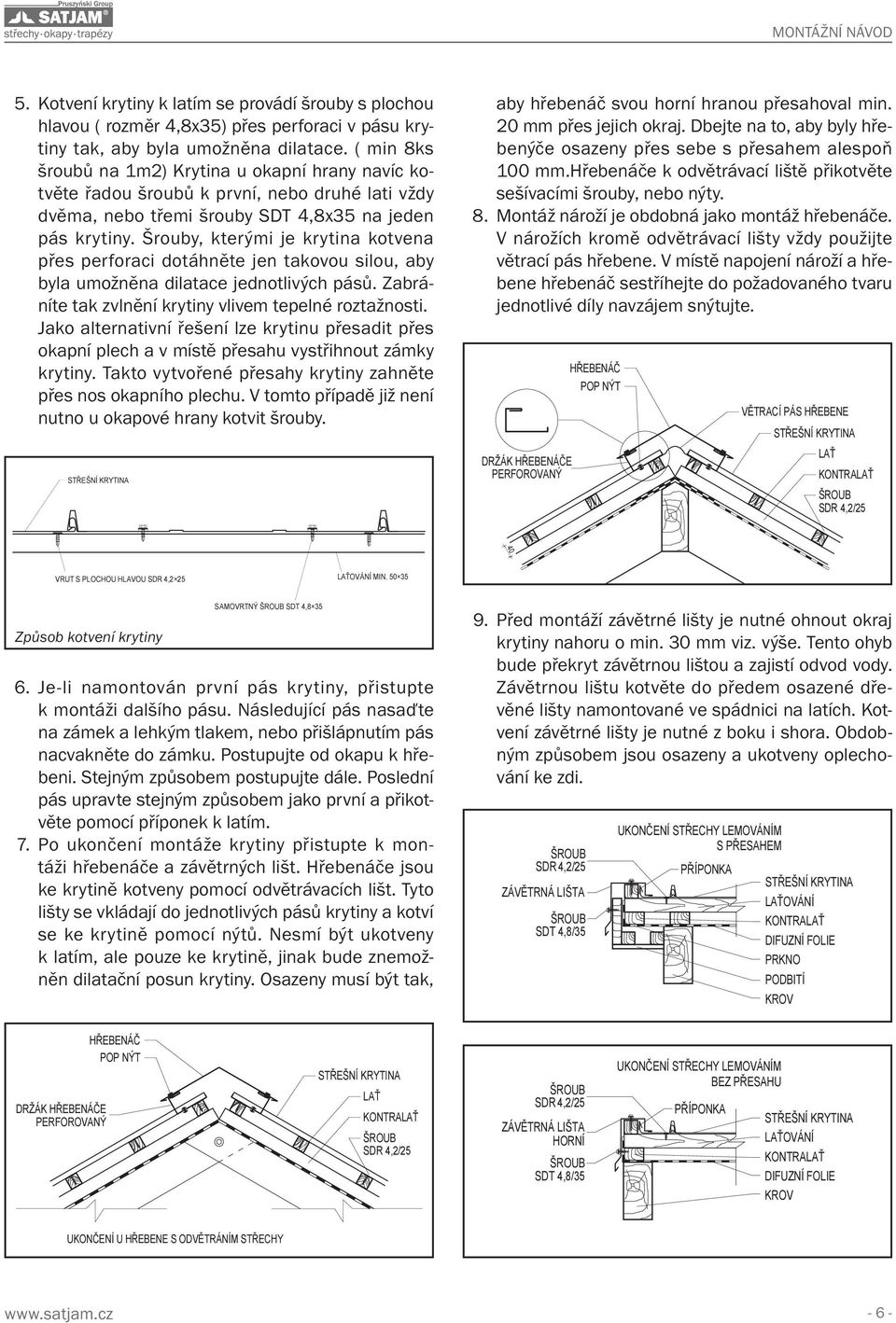 Střešní krytina SATJAM Rapid. montážní návod - PDF Free Download