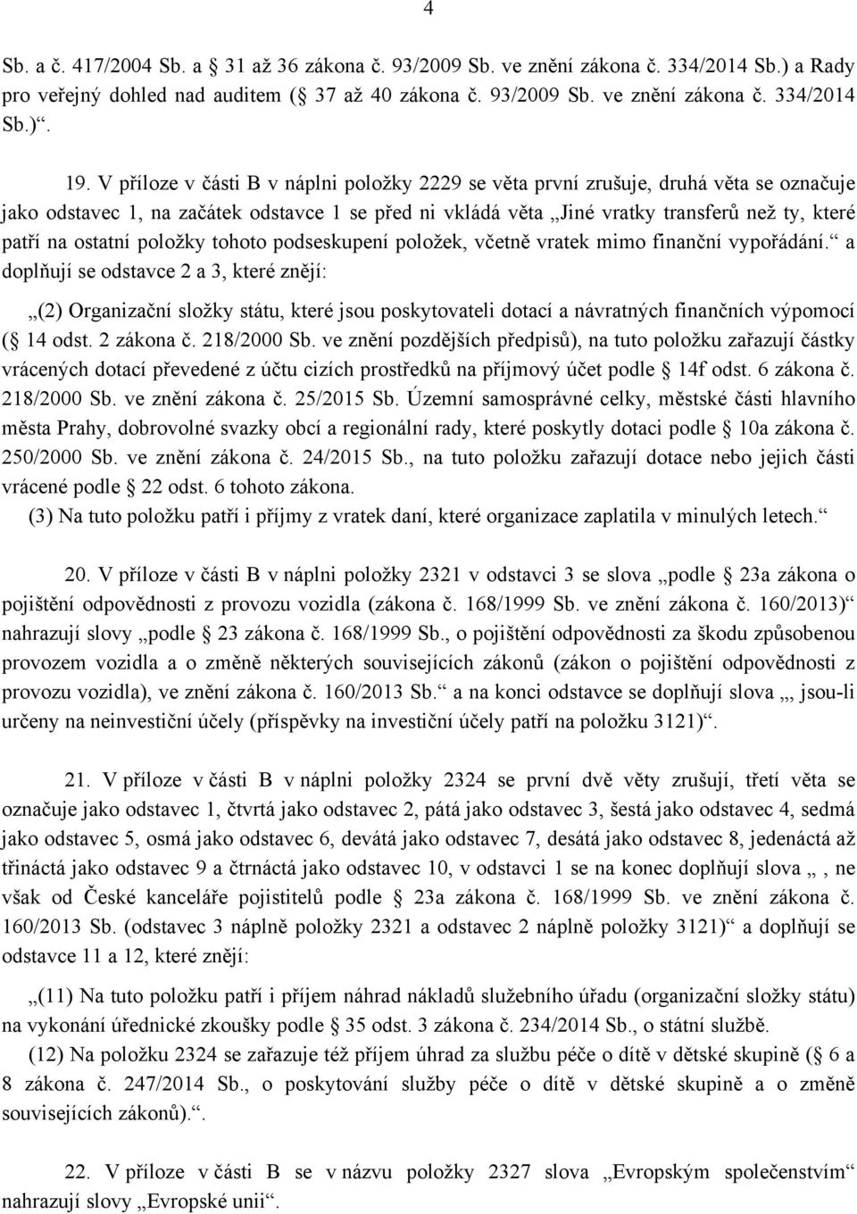 ostatní položky tohoto podseskupení položek, včetně vratek mimo finanční vypořádání.