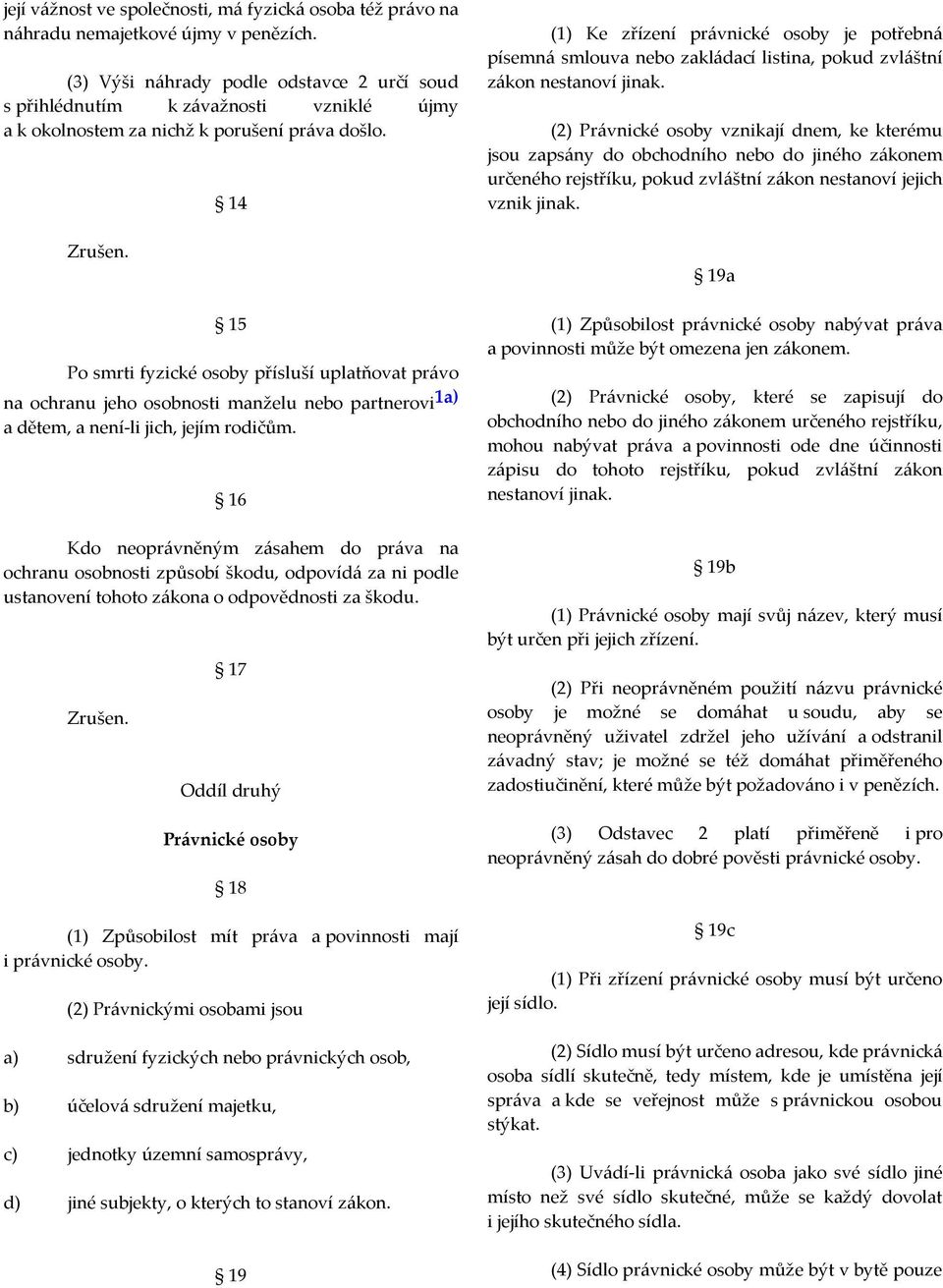 14 15 Po smrti fyzické osoby přísluší uplatňovat právo na ochranu jeho osobnosti manželu nebo partnerovi 1a) a dětem, a není-li jich, jejím rodičům.