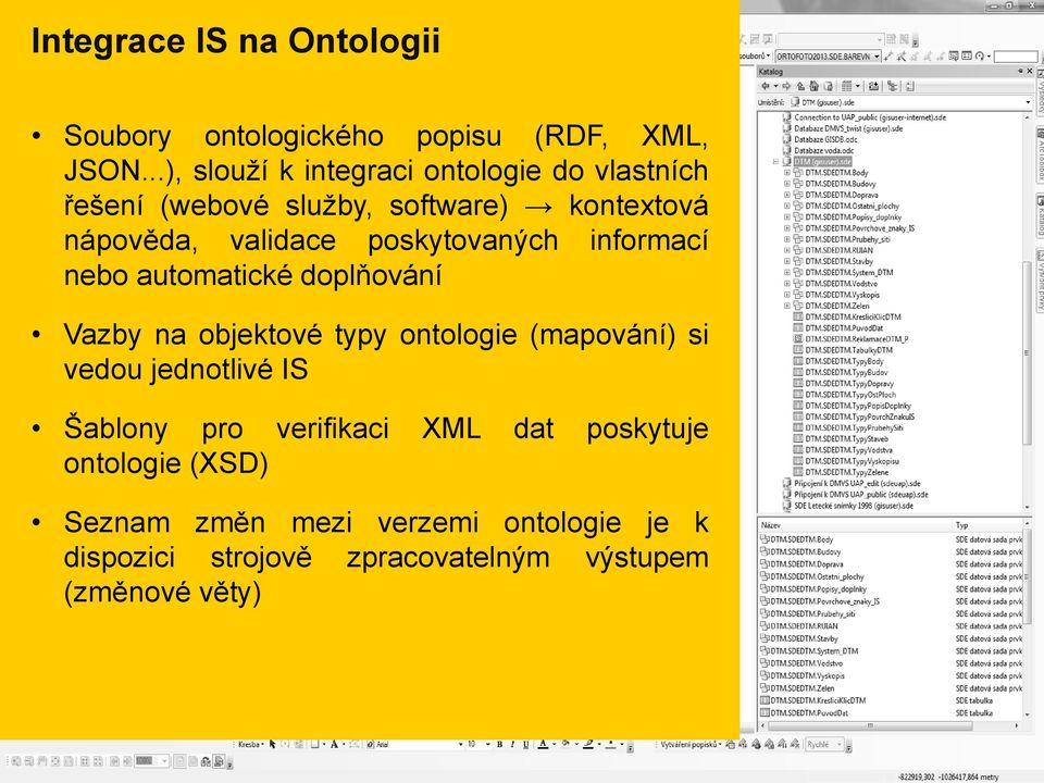 poskytovaných informací nebo automatické doplňování Vazby na objektové typy ontologie (mapování) si vedou