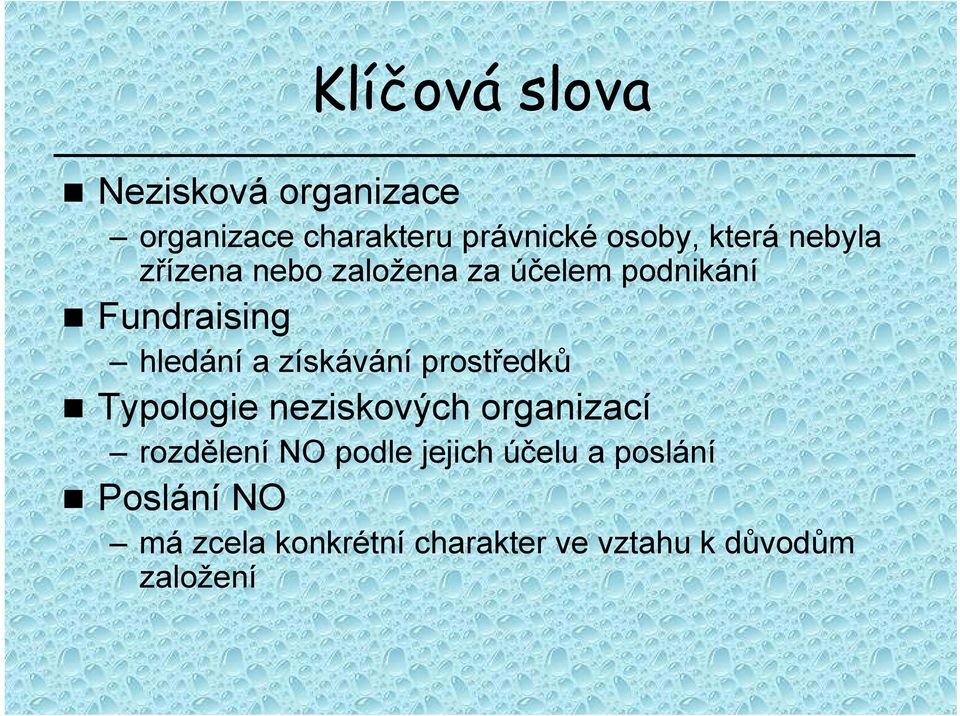 získávání prostředků Typologie neziskových organizací rozdělení NO podle