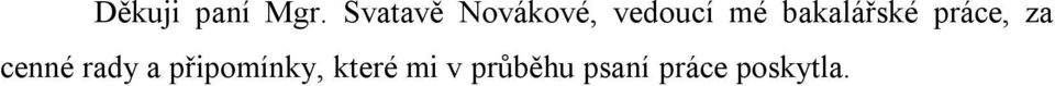 bakalářské práce, za cenné rady