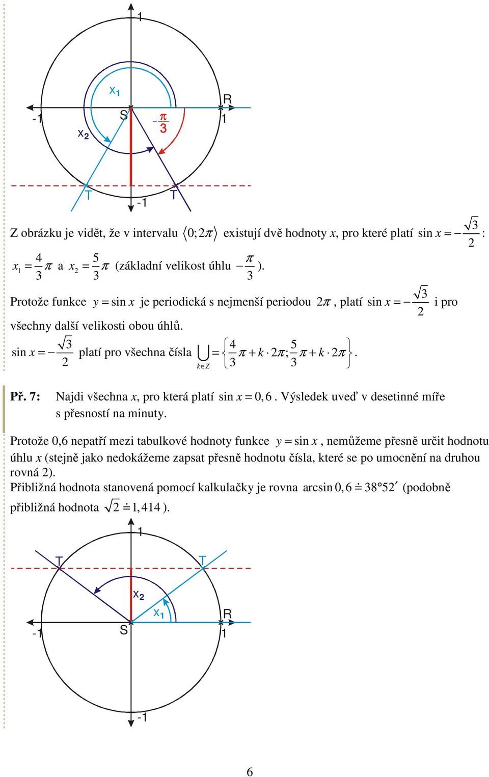 7: Najdi všechna, pro která platí sin = 0,6. Výsledek uveď v desetinné míře s přesností na minuty.