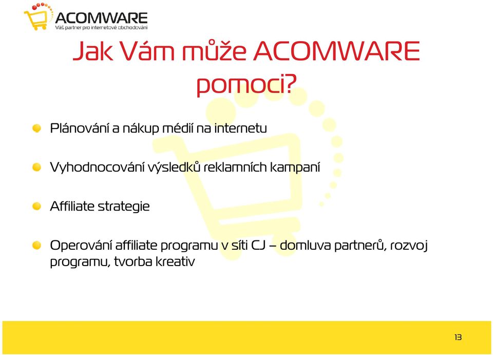 výsledků reklamních kampaní Affiliate strategie