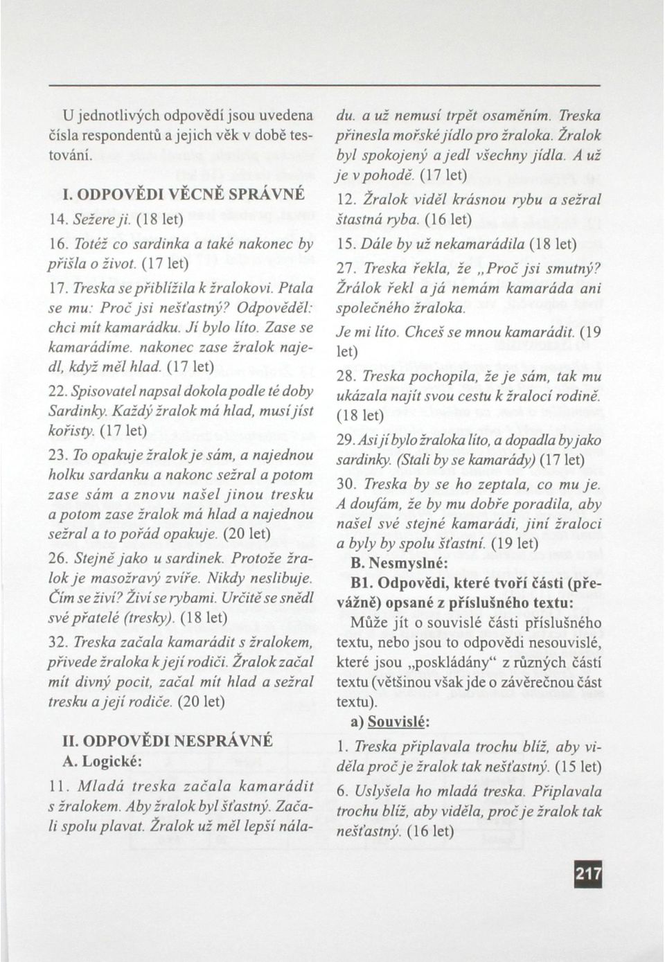 Spisovatel napsal dokola podle té doby Sardinky. Každý žralok má hlad, musí jíst kořisty. (17 let) 23.