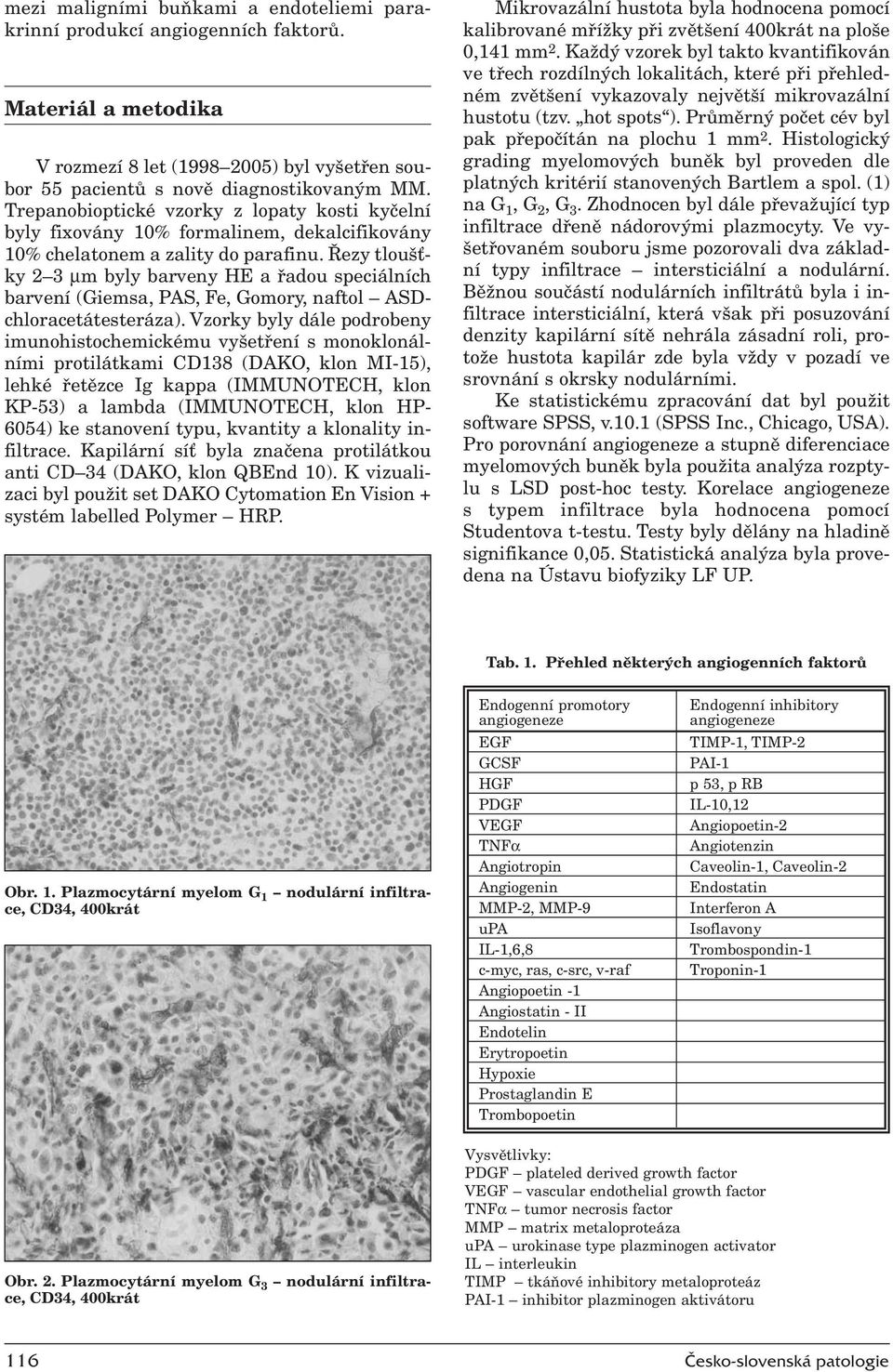 Řezy tloušťky 2 3 µm byly barveny HE a řadou speciálních barvení (Giemsa, PAS, Fe, Gomory, naftol ASDchloracetátesteráza).