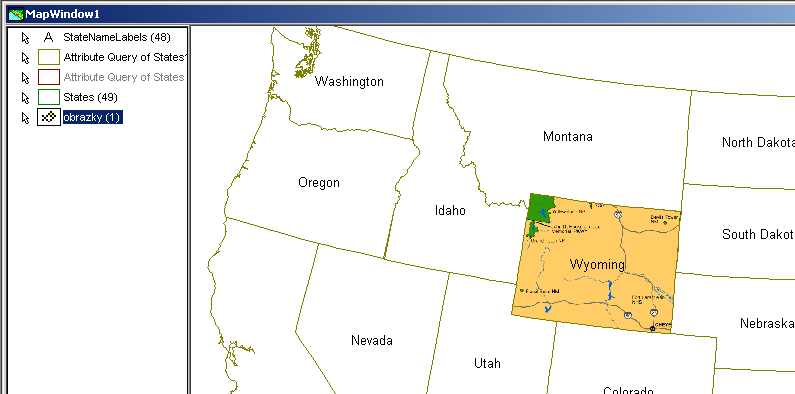 tka Register. Výsledek je patrný z obr.č. 10, kde je zobrazena mapa národních parku státu Wyoming (ořezána o okraje obrázku).
