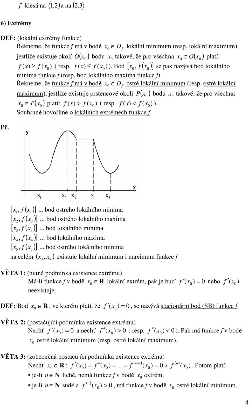 ostré lokální maimum, jestliže eistuje prstencové okolí P bodu takové, že pro všechna P platí: > resp. <. Souhrnně hovoříme o lokálních etrémech unkce. [, ] [, ] [, ] [, ] [, 5 5 ] na celém 5.