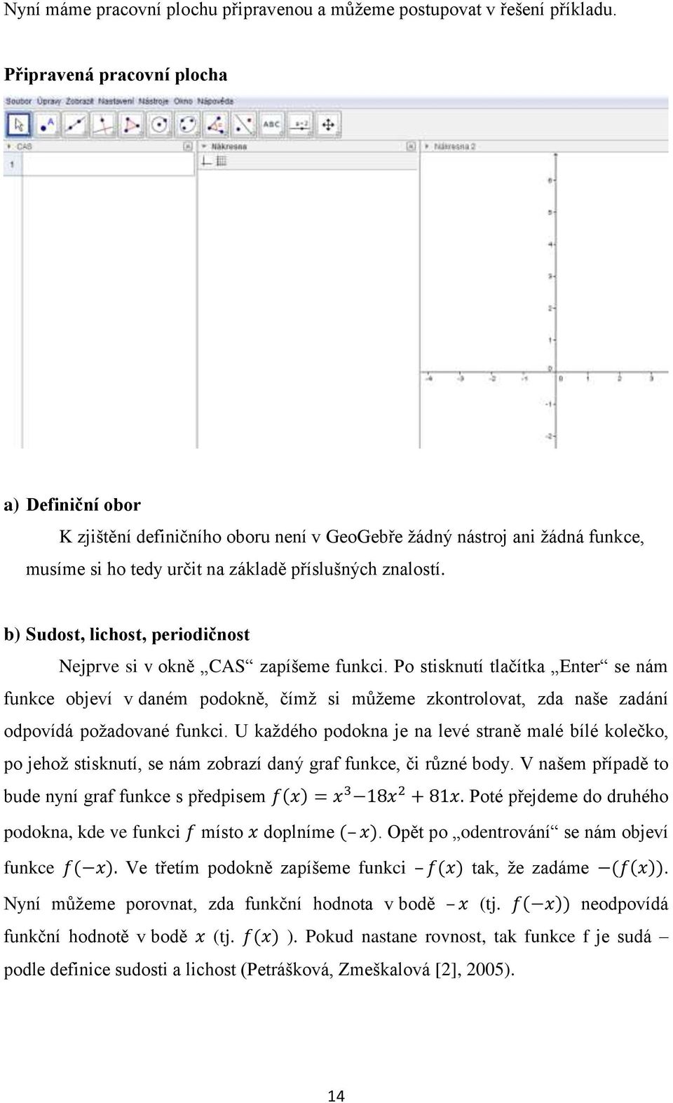 b) Sudost, lichost, periodičnost Nejprve si v okně CAS zapíšeme funkci.