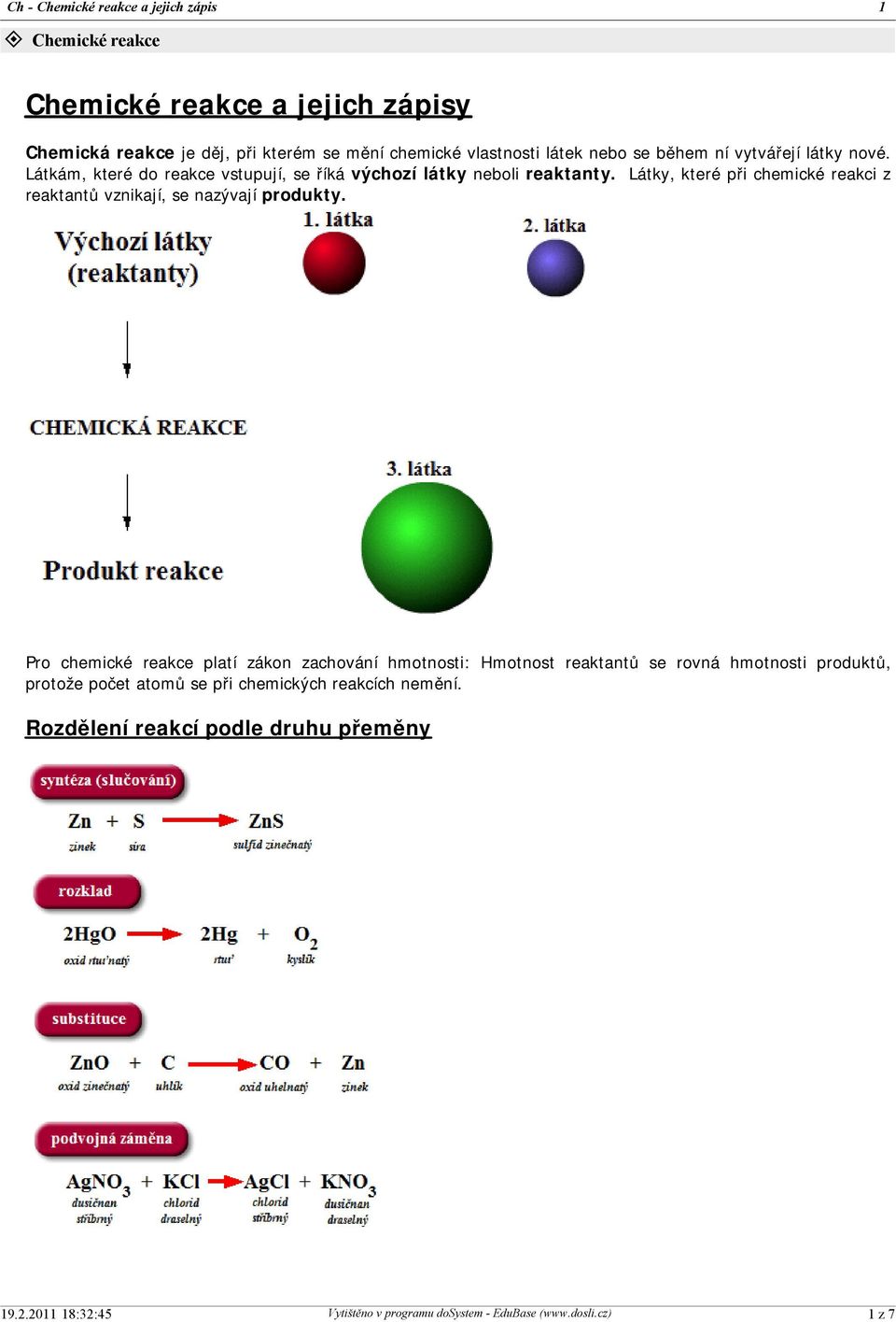 Ch - Chemické reakce a jejich zápis - PDF Free Download