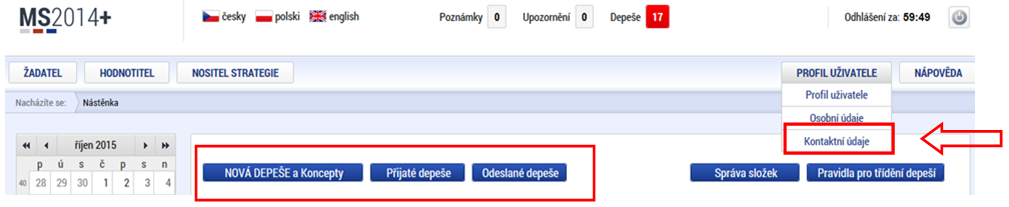 Komunikace prostřednictvím IS KP14+, notifikace Informace o stavu projektu včetně výsledků hodnocení se žadatel/příjemce dozví pouze přes IS KP14+.