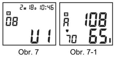 b) Poté se zobrazí aktuální paměť (U1, U2 nebo U3). Viz obr. 6-1. Stiskněte tlačítko MEM pro přepínání mezi paměťmi. Volbu potvrďte stisknutím tlačítka START.