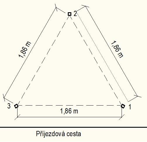 č. 1 a č. 3 a mezi hranoly č. 2 a č. 3. Plastový hranol č. 3 bylo velmi obtíţné v zemině stabilizovat, neboť instalace probíhala do kamenného podloţí. 7.