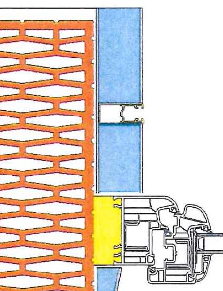 Roleto-žaluziová schránka Porotherm Vario UNI Použití zapuštěných vodicích lišt v: a) koncových cihlách Porotherm K,