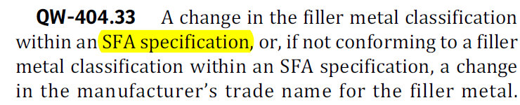 Duplexní oceli & ASME Sec. IX QW-404.12 + QW-404.33 Stanovení specifikace přídavného materiálu QW-404.33, pro PM OK 67.50 = SFA 5.