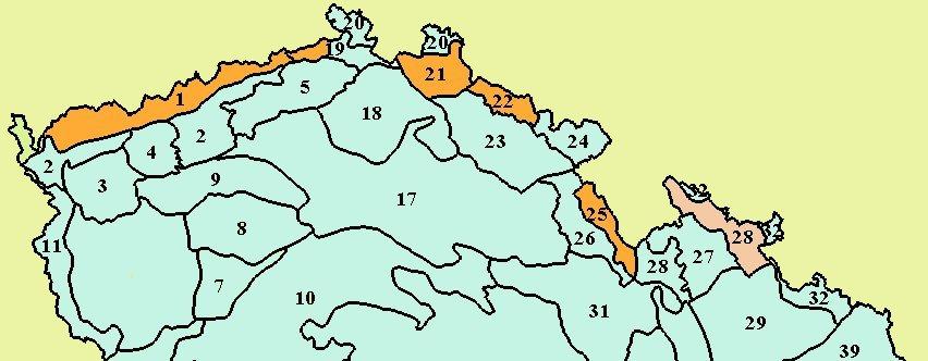 Vápnění v letech 1978-1991 1 Krušné hory - 62.000 ha 21 Jizerské hory - 8.