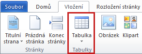 Vložení tabulky definicí počtu řádků a sloupců Převod textu na tabulku 1. Vloţením znaků oddělovače například čárek nebo tabulátorů označte, kde má být text rozdělen do sloupců.