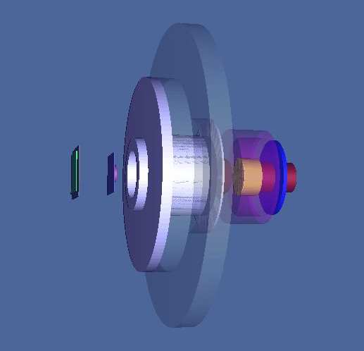 1: Vizualizace modelu neutronového zdroje pomocí programu VISED - řez rovinou