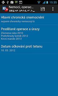 Nemoci, operace, úrazy Informace o chronických onemocněních, prodělaných operacích a úrazech a očkování.
