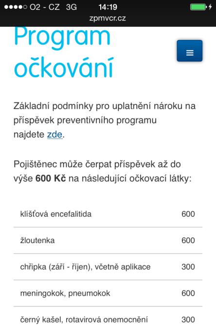 Obrázek 98 Preventivní programy Obrázek 99 Informace na webu Nastavení Zdravotní deník manuální export Slouží k nastavení manuálního exportu událostí.