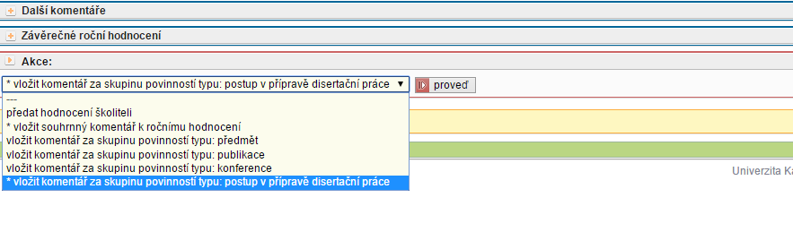 Následně vyberte rok hodnocení, tedy aktuální rok (2014/15) a stiskněte proveď 3.