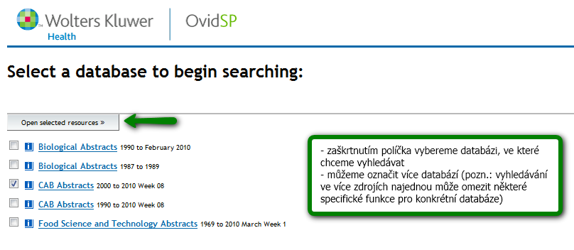 Stručný návod k použití platformy OvidSP v češtině na adrese http://www.aip.