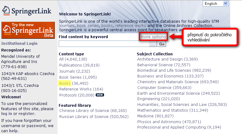 4 ELEKTRONICKÉ KNIHY 4.2.4 Springer ebooks http://www.springerlink.