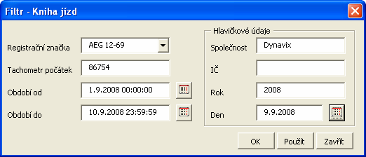 (oblast 1, oblast 2), který se má načíst. Poté kliknutím označte exportované soubory v části okna označené jako Údaje o jízdách importované z navigace Dynavix (oblast 3).