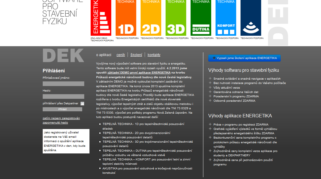 Programy pro stavební fyziku firmy DEK a.s. Základní informace: www.stavebni-fyzika.