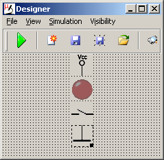 Ukázka použití Designeru Pro demonstrační účely je použito jednoduché zapojení s diodou LED, tlačítkem, napájením a zemnícím bodem dle obr.1 Obr.1 Příklad 1. Otevření Designeru (obr.2). Obr.3 Seznam součástek Obr.