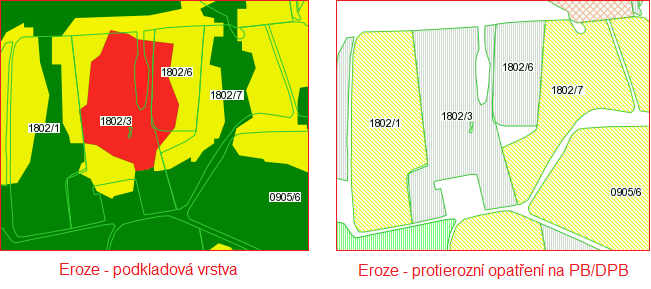 vrstva protierozních opatření platná pro osevy od 1. 7. 2012 V uživatelském stromě si ji můžete aktivovat pod názvem Eroze. Legenda se zobrazí kliknutím na ikonku spodní části mapy.