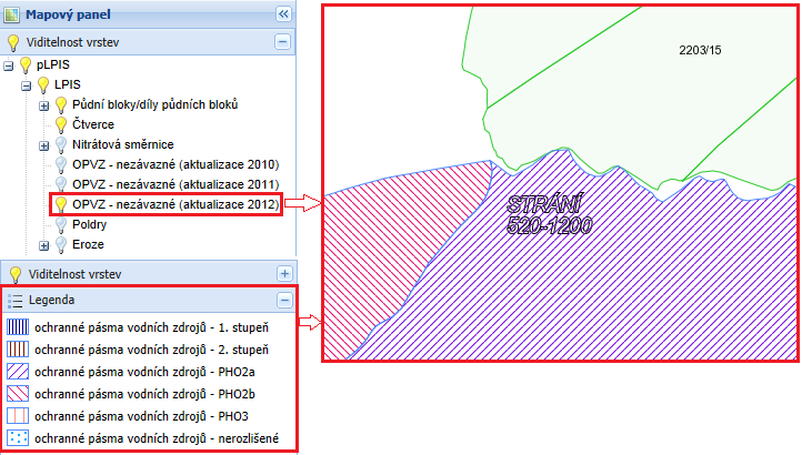 Obrázek 7 Vrstva Ochranná pásma vodních zdrojů (OPVZ) 4.3 