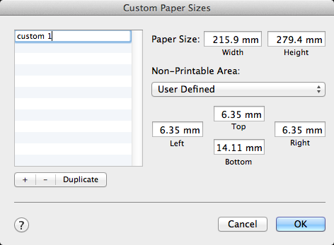 Tisk s různými funkcemi Ovladač tiskárny pro operační systém Mac OS X V ovladači tiskárny pro systém Mac OS X lze vybrat formát papíru jiný, než jsou dostupné typy.